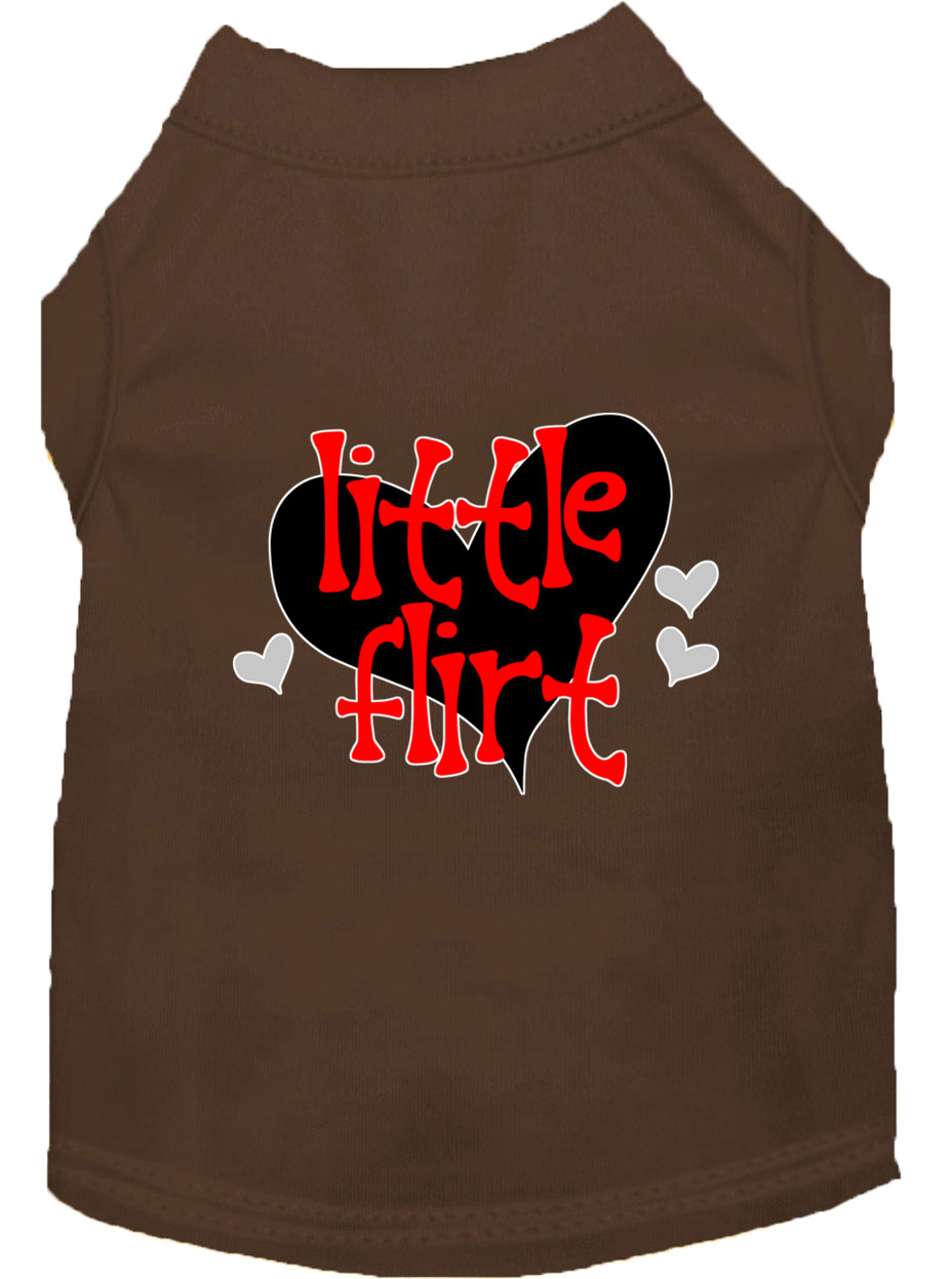 Little Flirt Screen Print Dog Shirt Brown Med